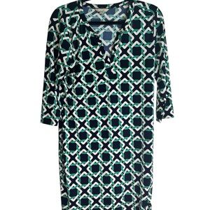 Banana Republic Black and Green Midi DressCoverup with Geometric Design